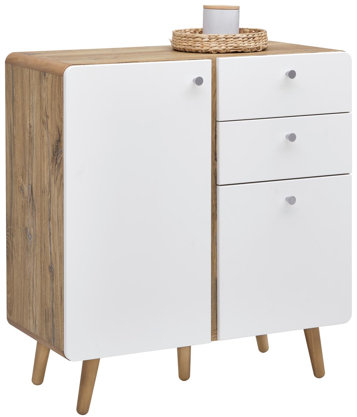Kommode Ronda in Weiss/Eichefarben - Weiss/Eichefarben, Modern, Holzwerkstoff (86/91/40cm) - Premium Living