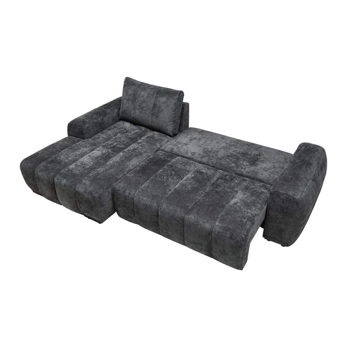 Wohnlandschaft Bolonia Graphitfarben - Schwarz Hochglanz/Graphitfarben, MODERN, Textil/Metall (166/273cm) - Mömax