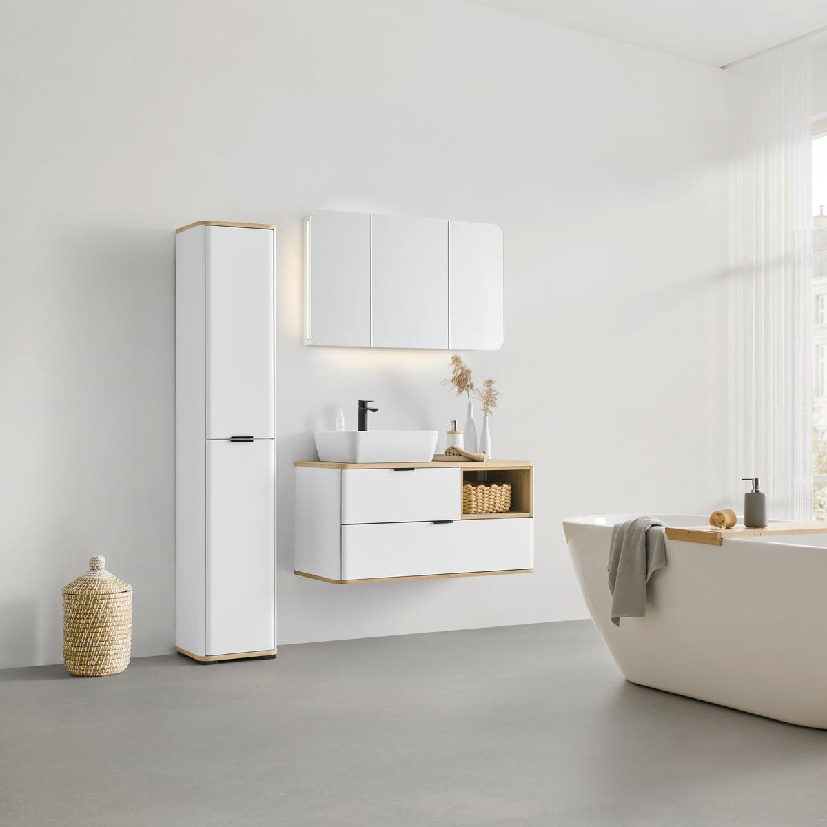 Vioski Element Elias -Exklusiv- - bijela/crna, Moderno, staklo/drvni materijal (35/180/35cm) - Mömax