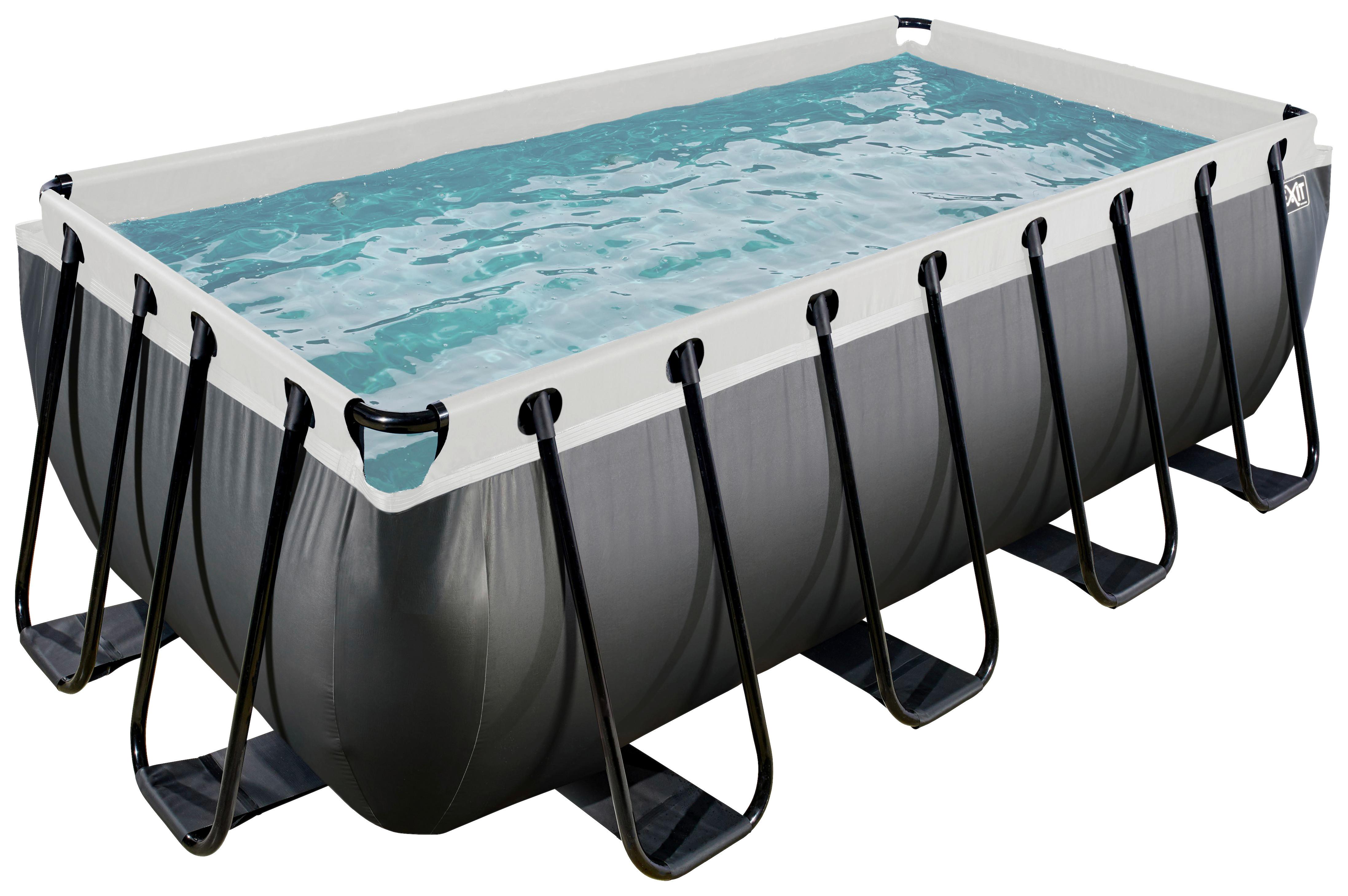 Bazen Exit Black Pool, Črpalka S Peščenim Filtorm, 400x200cm - črna, Konvencionalno, kovina (400/200/122cm) - EXIT Toys