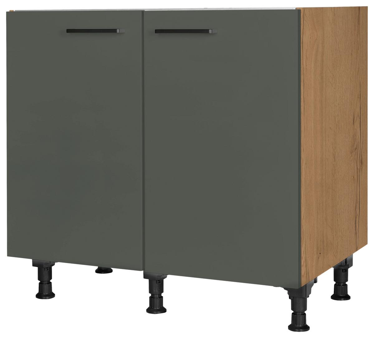Spülenunterschrank Easytouch Grün - Eichefarben/Schwarz, MODERN, Holzwerkstoff/Metall (90/87/56cm) - Nobilia
