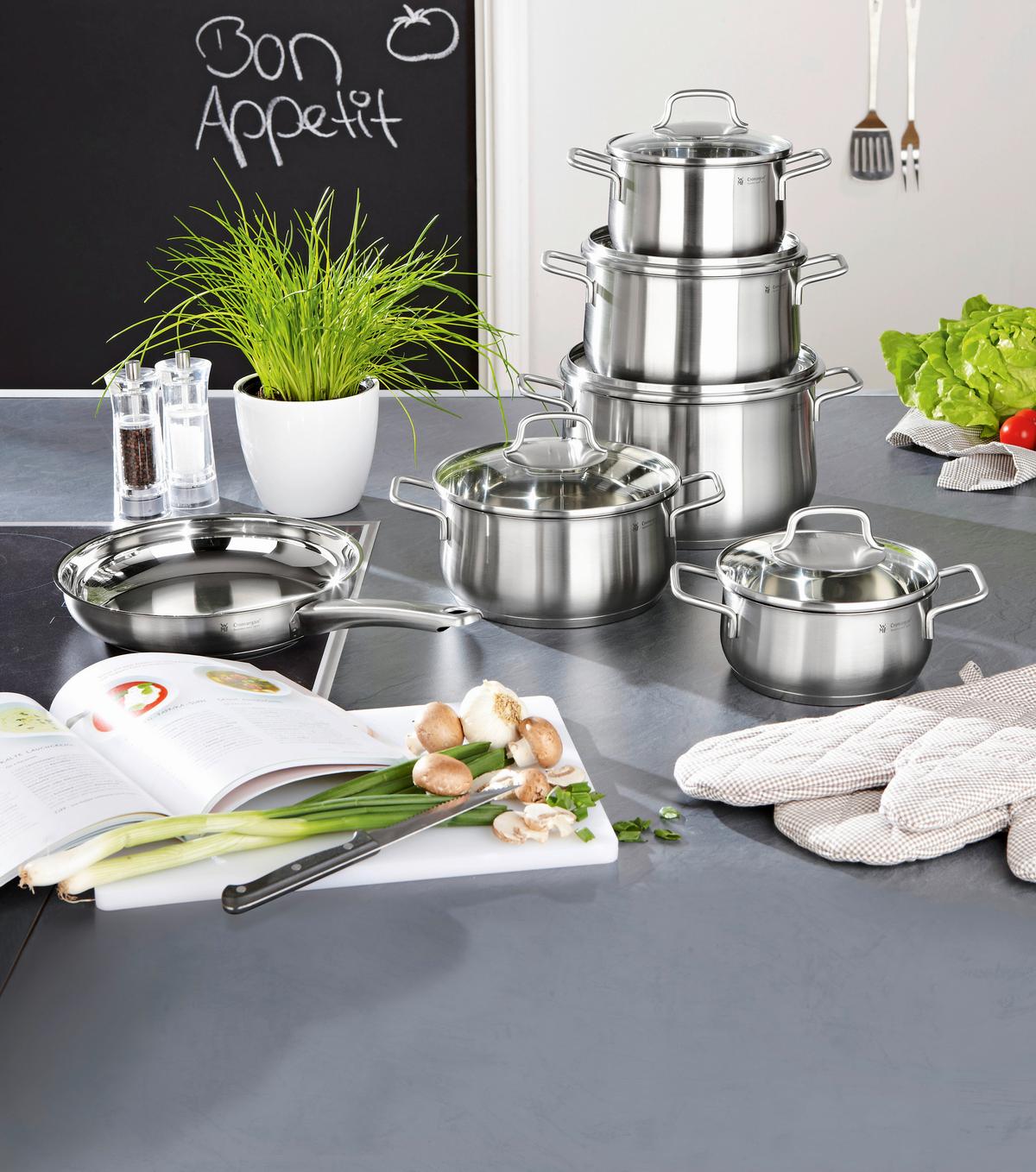 ZESTAW GARNKÓW 0739166030 WMF - kolor stalowy/przejrzysty, Basics, metal/szkło - WMF