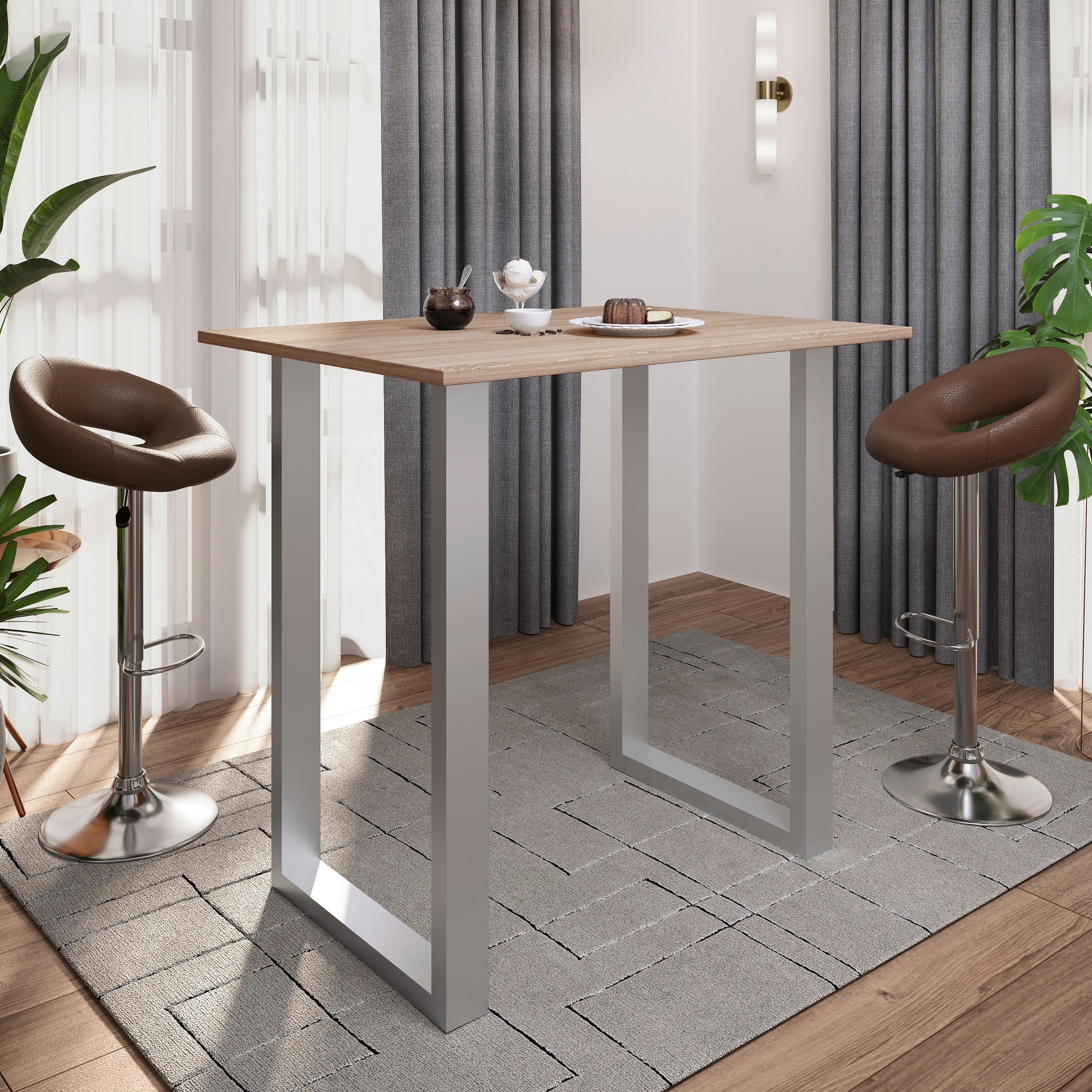 BARTISCH XONA B 110X80 - Silberfarben/Sonoma Eiche, Konventionell, Holzwerkstoff/Metall (110/102/80cm)