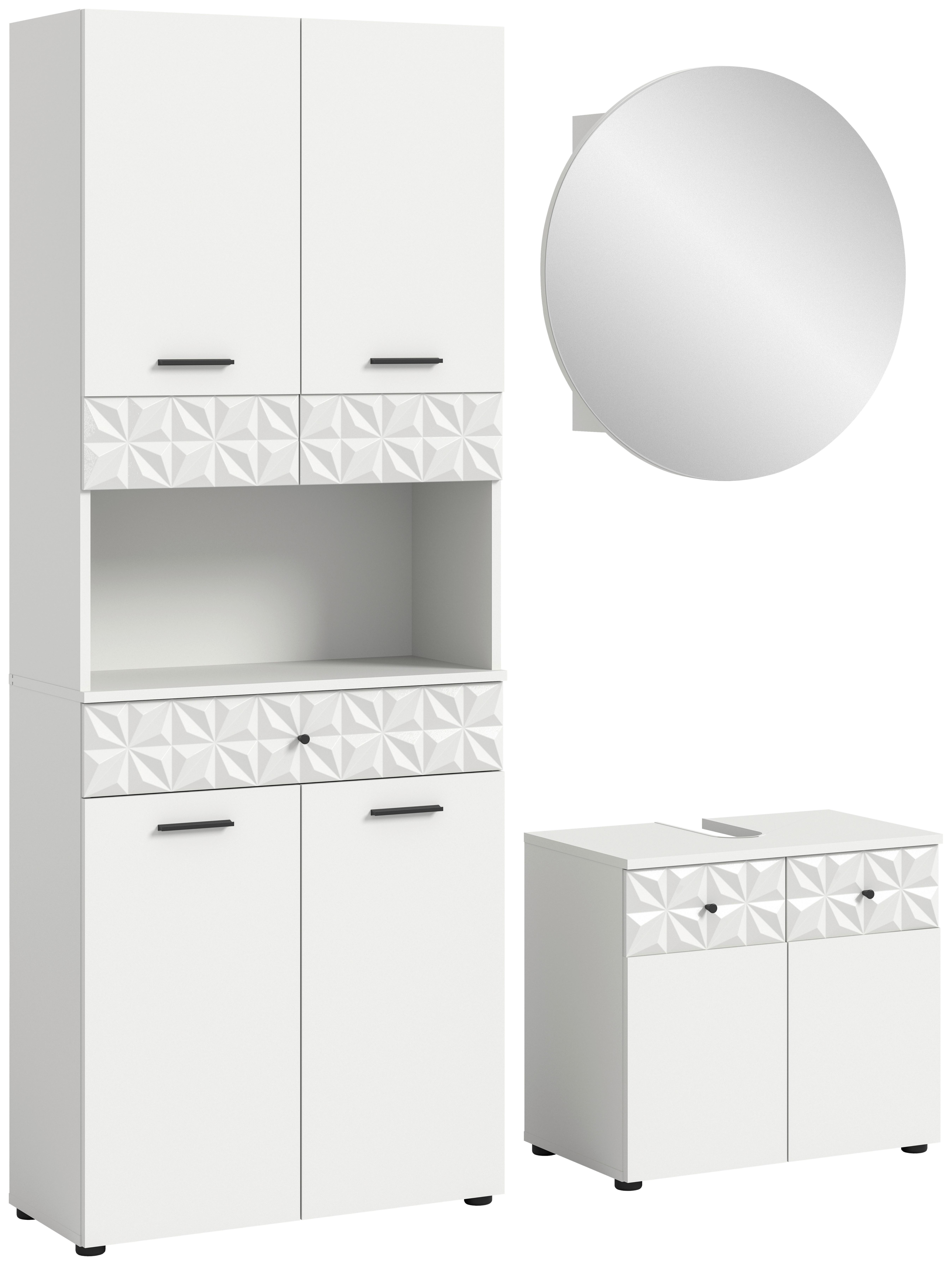 Kopalnica Prisma, Bela, 5-Delna - črna/bela, Moderno, kovina/umetna masa (130cm) - MID.YOU