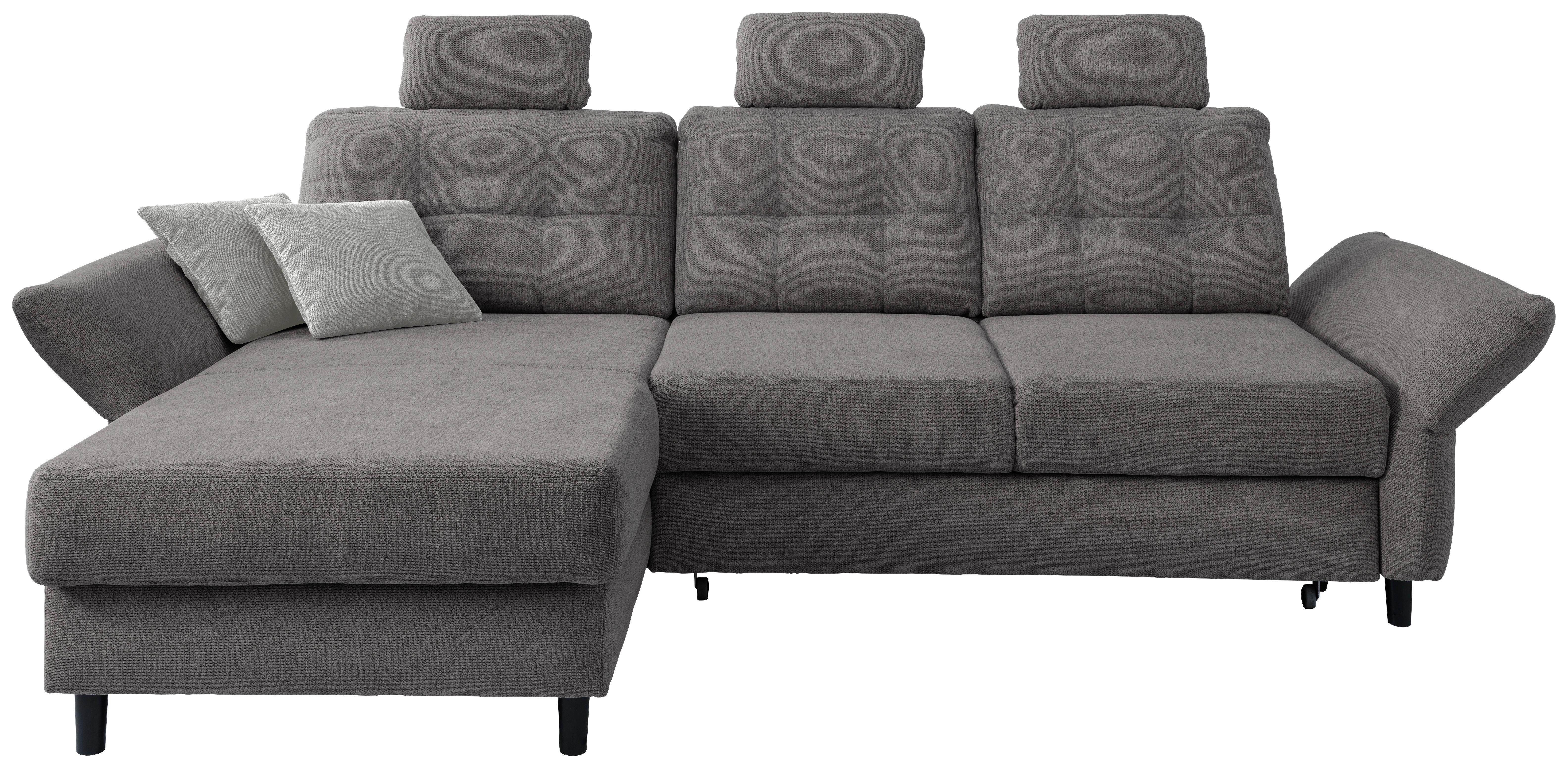 Wohnlandschaft Brizzini Graubraun Chenille - Graubraun/Hellgrau, MODERN, Holz/Textil (176/250-280cm) - Livetastic