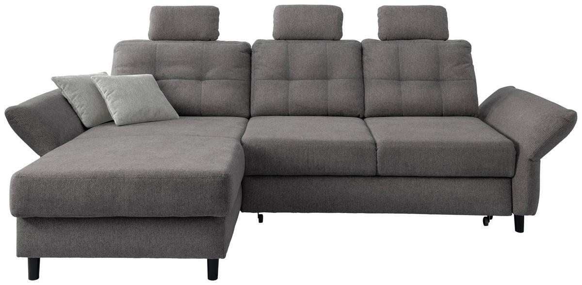 Wohnlandschaft Brizzini Graubraun Chenille - Graubraun/Hellgrau, MODERN, Holz/Textil (176/250-280cm) - Livetastic