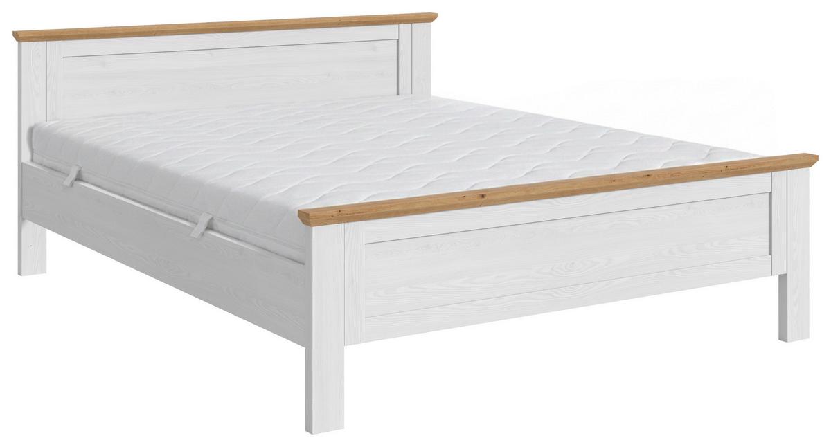 Bett VERONA Weiß ca. 180x200 cm MDF - Lärchefarben/Eiche Artisan, ROMANTIK / LANDHAUS, Holzwerkstoff (180/200cm) - Livetastic