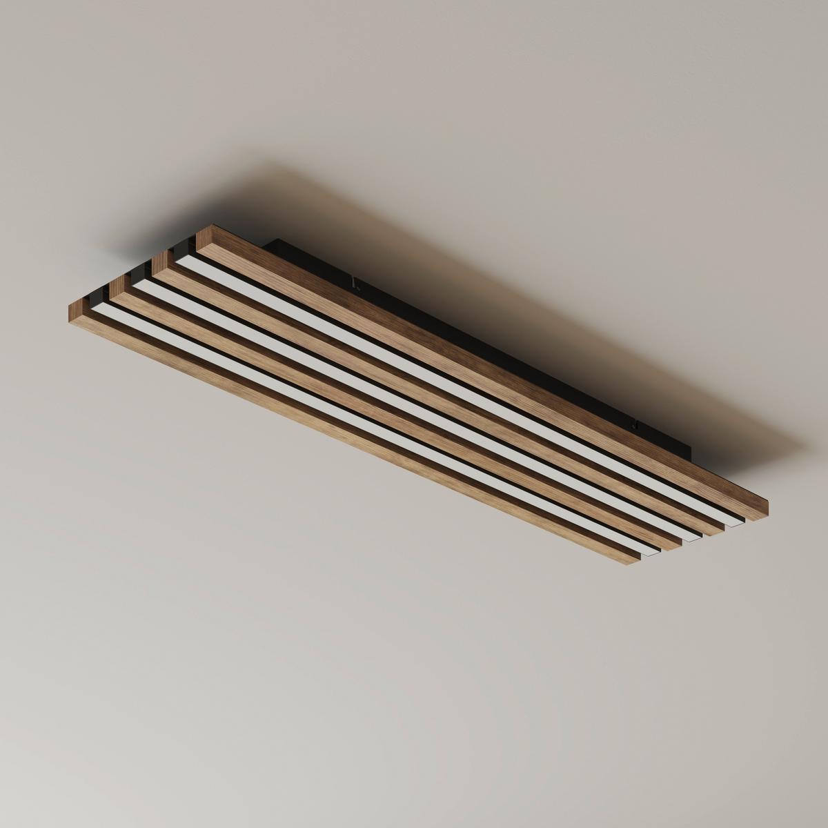 LED-DECKENLEUCHTE 67347D4 HAYDEN - Weiss/Dunkelbraun, Natur, Holzwerkstoff/Kunststoff (80/20/5cm) - Globo