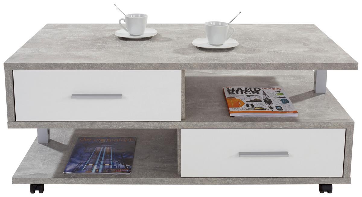 Măsuță de cafea QUATTRO - alb/gri, Konventionell, material pe bază de lemn (105/45/60cm) - Modern Living