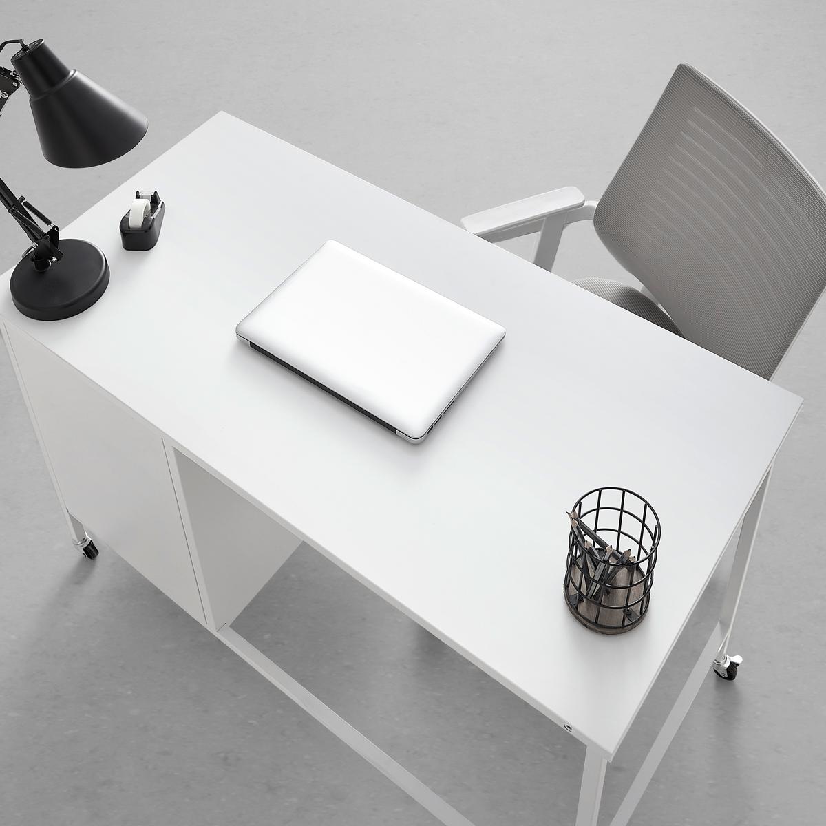 Schreibtisch Metallica Weiss - Weiss/Schwarz, Modern, Kunststoff/Metall (110/75/55cm) - Mömax