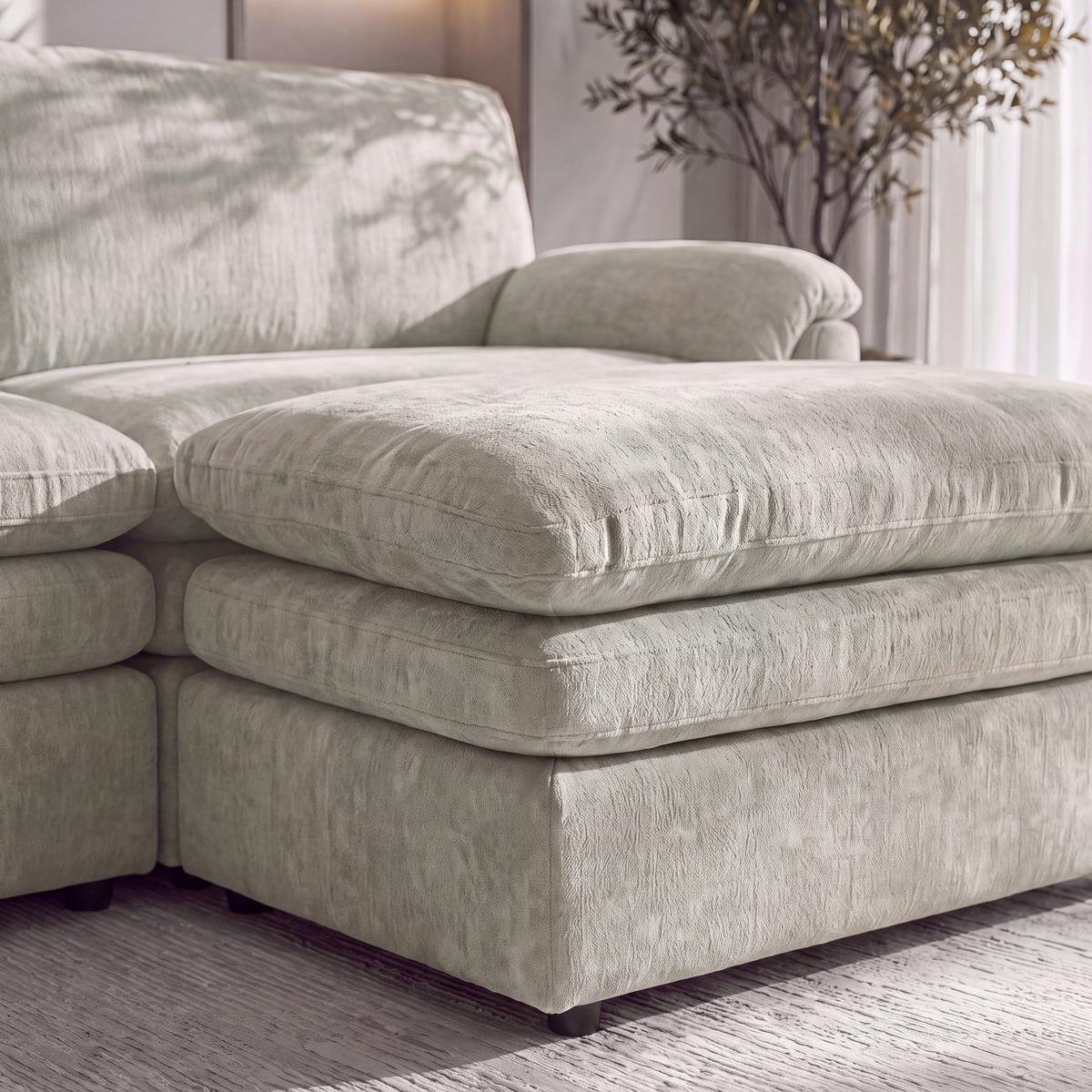 Wohnlandschaft Alessia Chenille Grau - Schwarz/Grau, MODERN, Holz/Kunststoff (188/137cm) - Bessagi Home