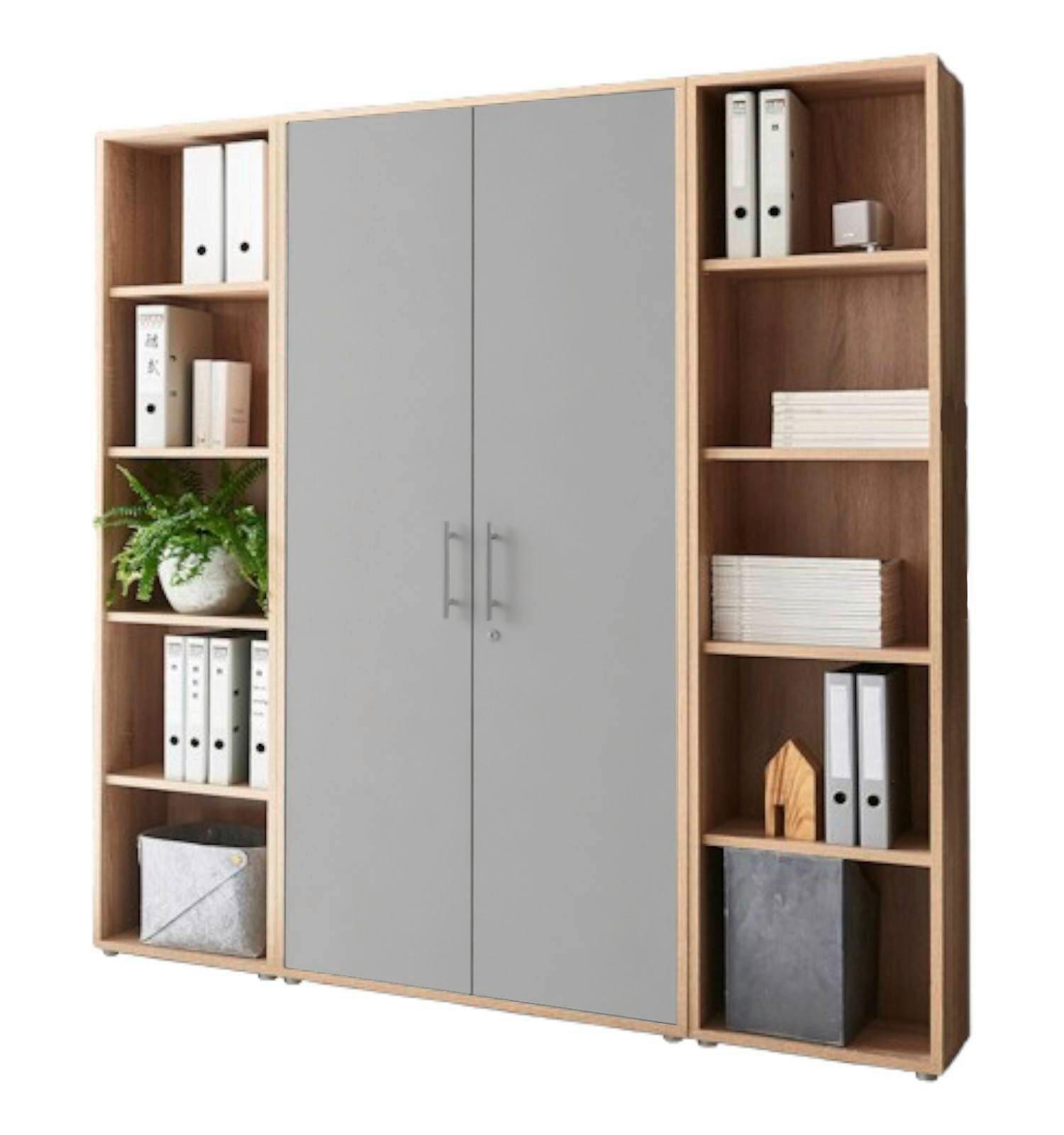 AKTENSCHRANK OFFICE EDITION - SW SET 3 - Hellgrau/Sonoma Eiche, MODERN, Holzwerkstoff (172,6/185,6/33cm) - MID.YOU