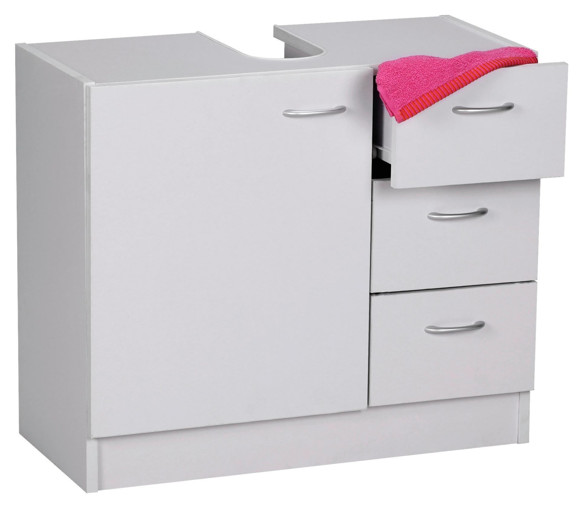 Omarica Za Pod Umivalnik Wl1.345 - srebrne barve/bela, Basics, umetna masa/leseni material (63/54/30cm) - MID.YOU