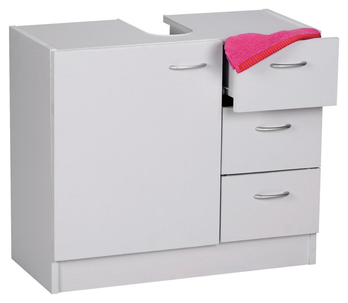 Omarica Za Pod Umivalnik Wl1.345 - srebrne barve/bela, Basics, umetna masa/leseni material (63/54/30cm) - MID.YOU