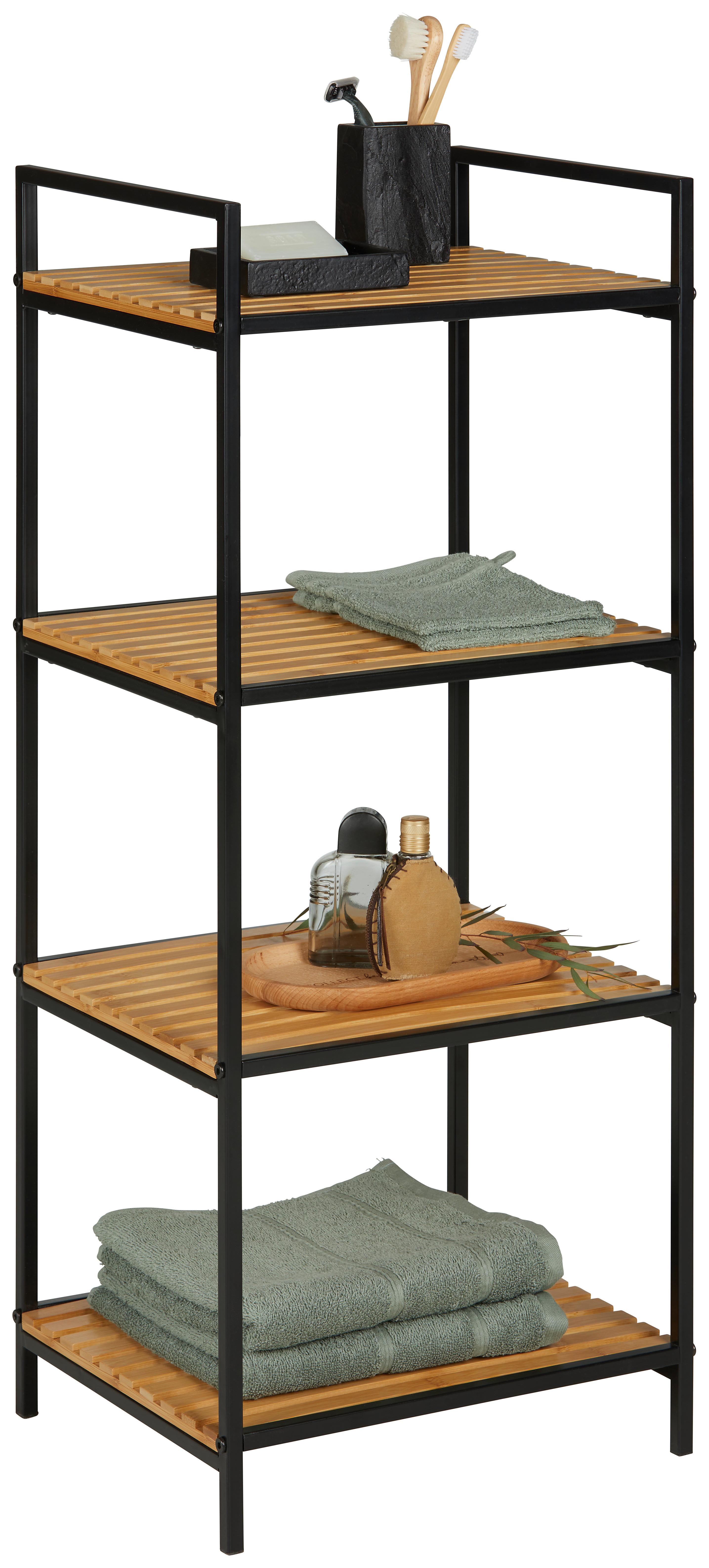 HYLLA AZRA II -SB- - svart/naturfärgad, Modern, metall/naturmaterial (39/95/32,5cm) - Mömax