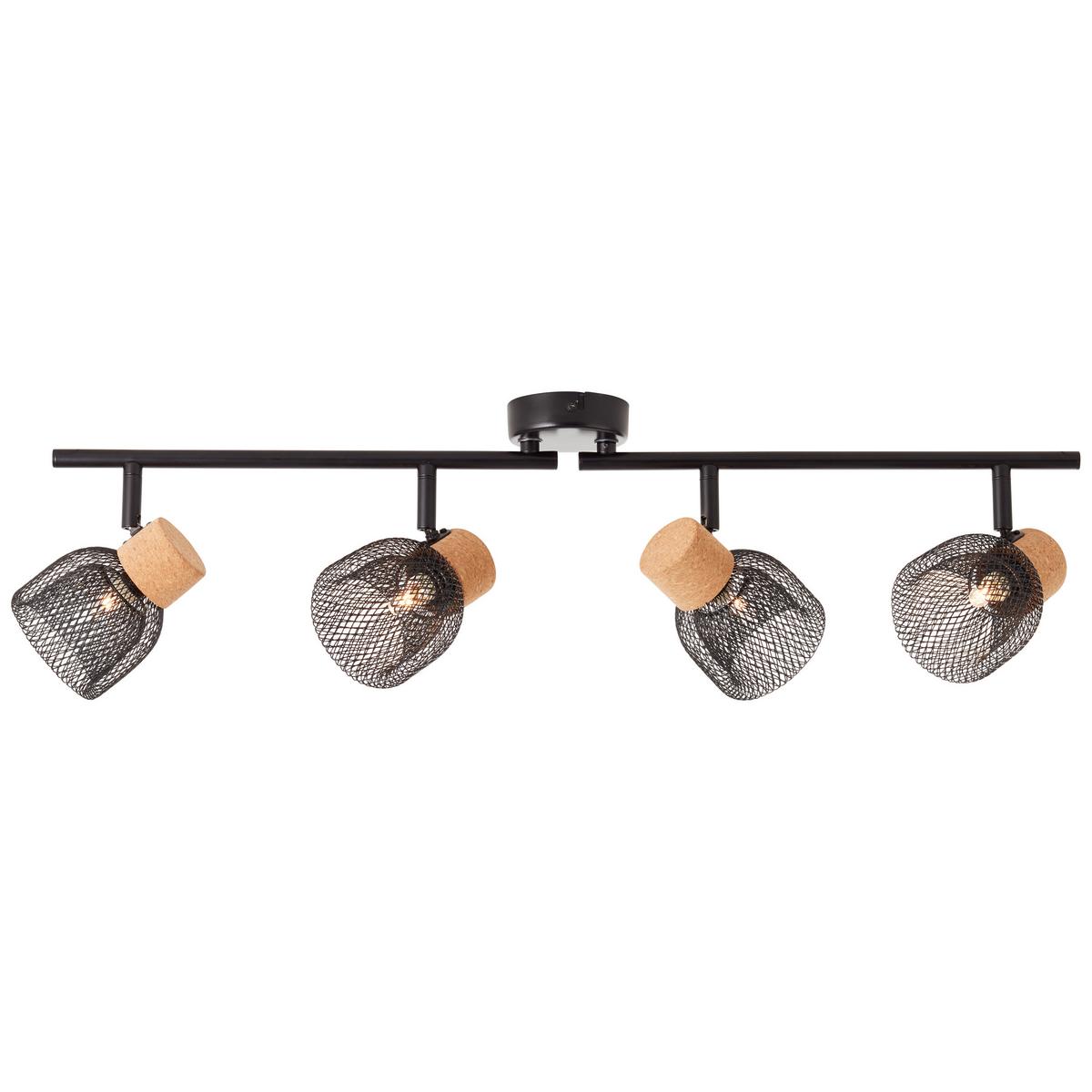 Deckenleuchte Flaka Schwarz max. 6 Watt - Schwarz, Natur, Holz/Metall (16,5/76,5/9cm) - Brilliant