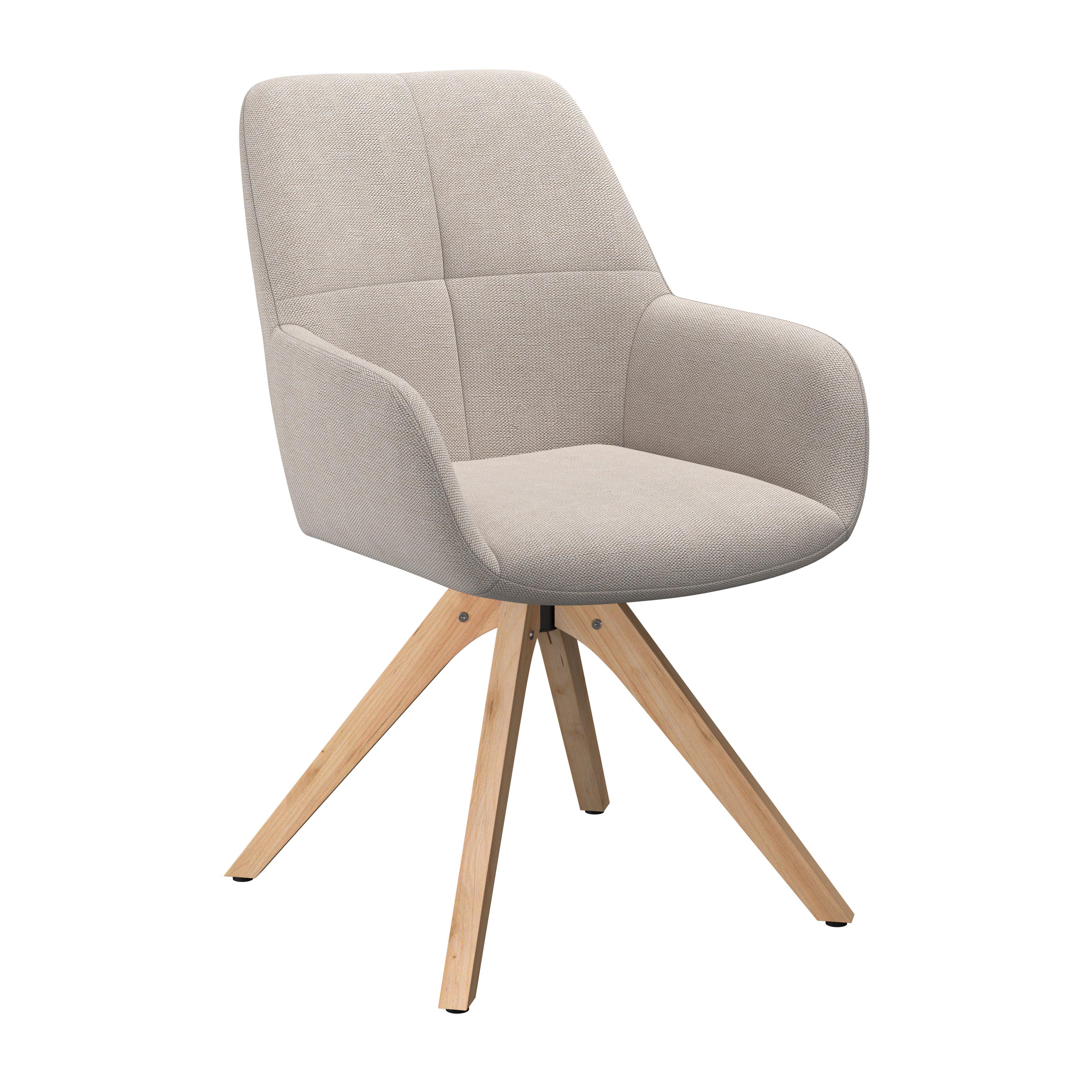 Naslanjač Woody, Bež, Vrtljiv - bež/naravne barve, Trend, tekstil/les (64/83/61cm)