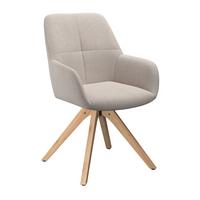 Naslanjač Woody, Bež, Vrtljiv - bež/naravne barve, Trend, tekstil/les (64/83/61cm)