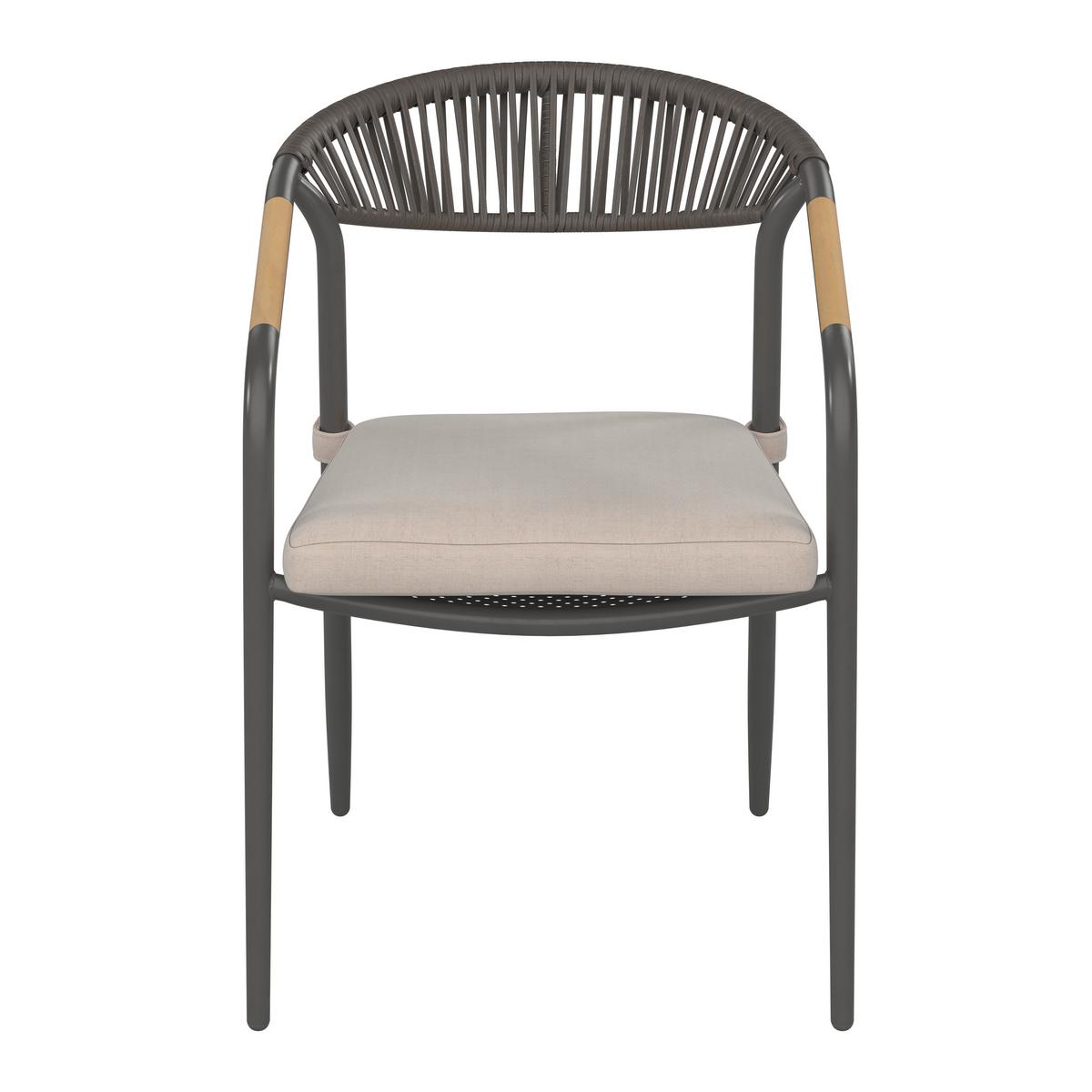 Gartenstuhl Maxi Antrhazit Aluminium - Anthrazit/Beige, MODERN, Holz/Kunststoff (55/80/62cm) - Mömax