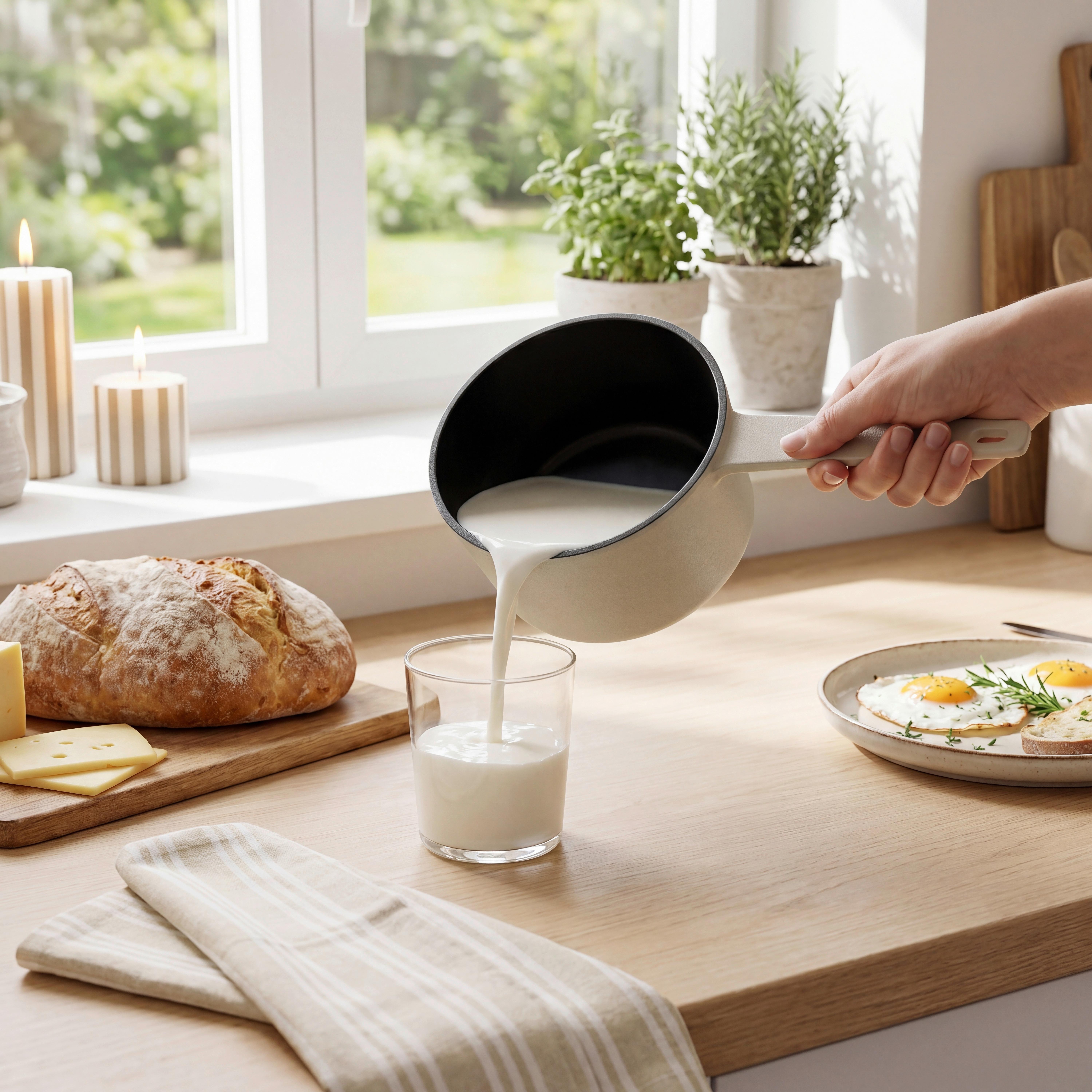 Cratiță cu coadă Rony cca. 1,15L - bej, Konventionell, metal (15/9cm) - Gourmesto