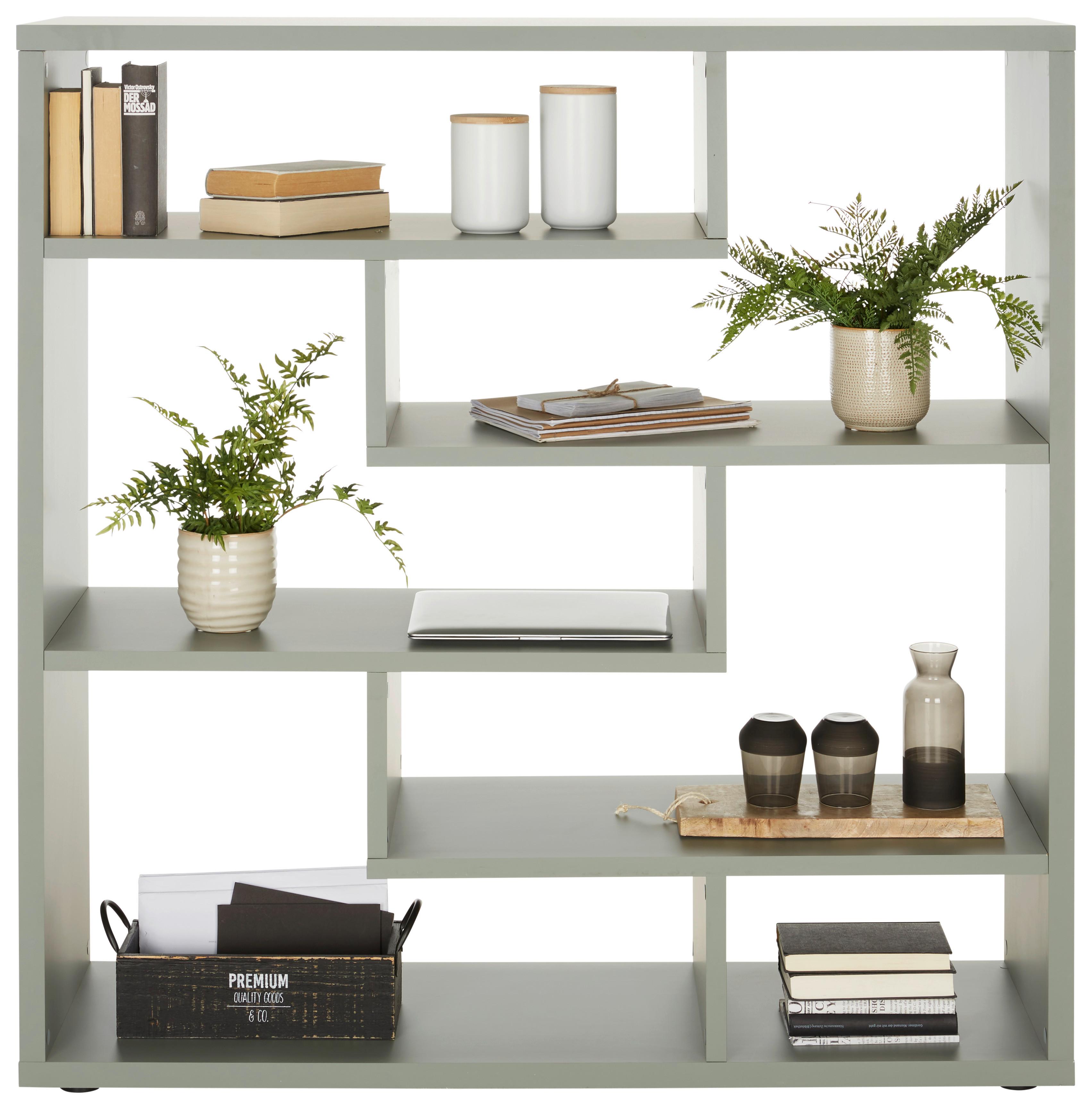 Raumteiler in Grün - Salbeigrün/Schwarz, MODERN, Holzwerkstoff/Kunststoff (130/134/40cm) - Premium Living