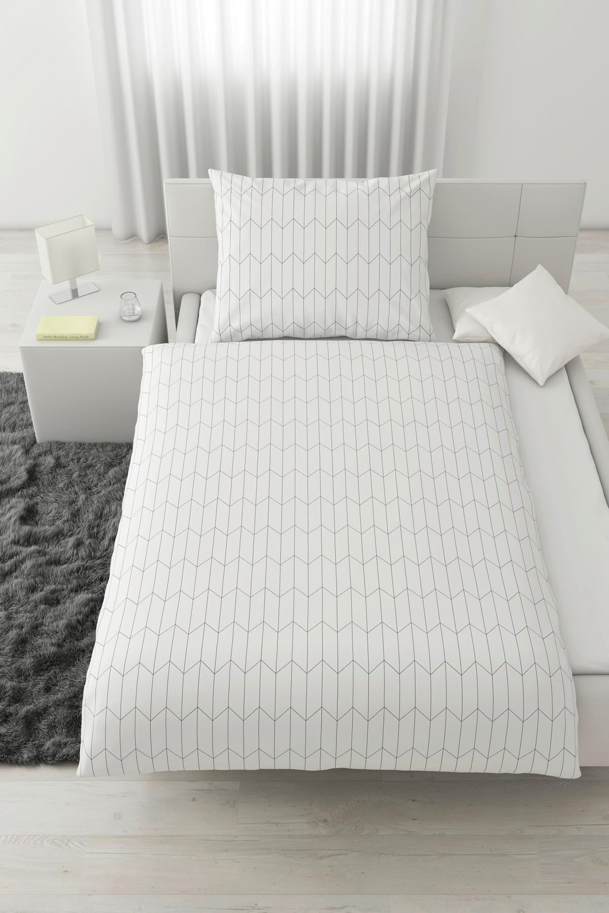 Bettwäsche Tegola in Schwarz/Weiss ca. 160x210cm - Weiss/Schwarz, Modern, Textil (160/210cm) - Modern Living