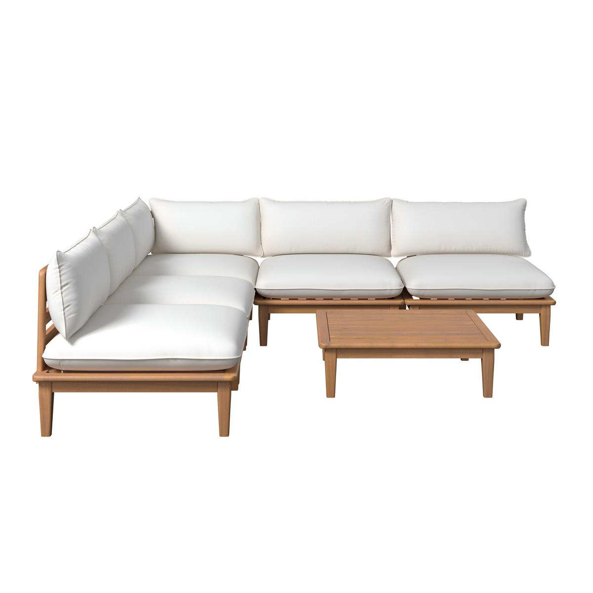 Loungegarnitur Chris Akazie/Beige Echtholz - Beige/Akaziefarben, MODERN, Holz (80/80/26cm) - Mömax