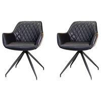 ARMLEHNSTUHL-SET GABI - Schwarz, KONVENTIONELL, Textil/Metall (62/82/61cm) - MID.YOU