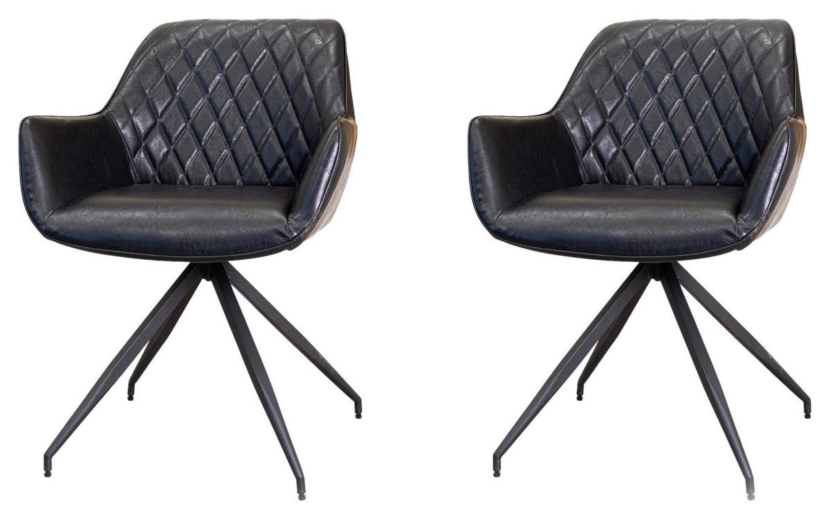 ARMLEHNSTUHL-SET GABI - Schwarz, KONVENTIONELL, Textil/Metall (62/82/61cm) - MID.YOU