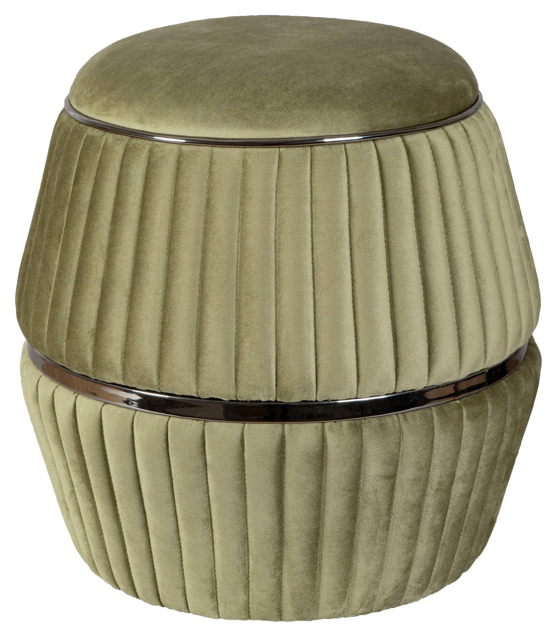 HOCKER DORIC 225 - Graphitfarben/Grün, Design, Textil (51,5/53cm) - Kayoom