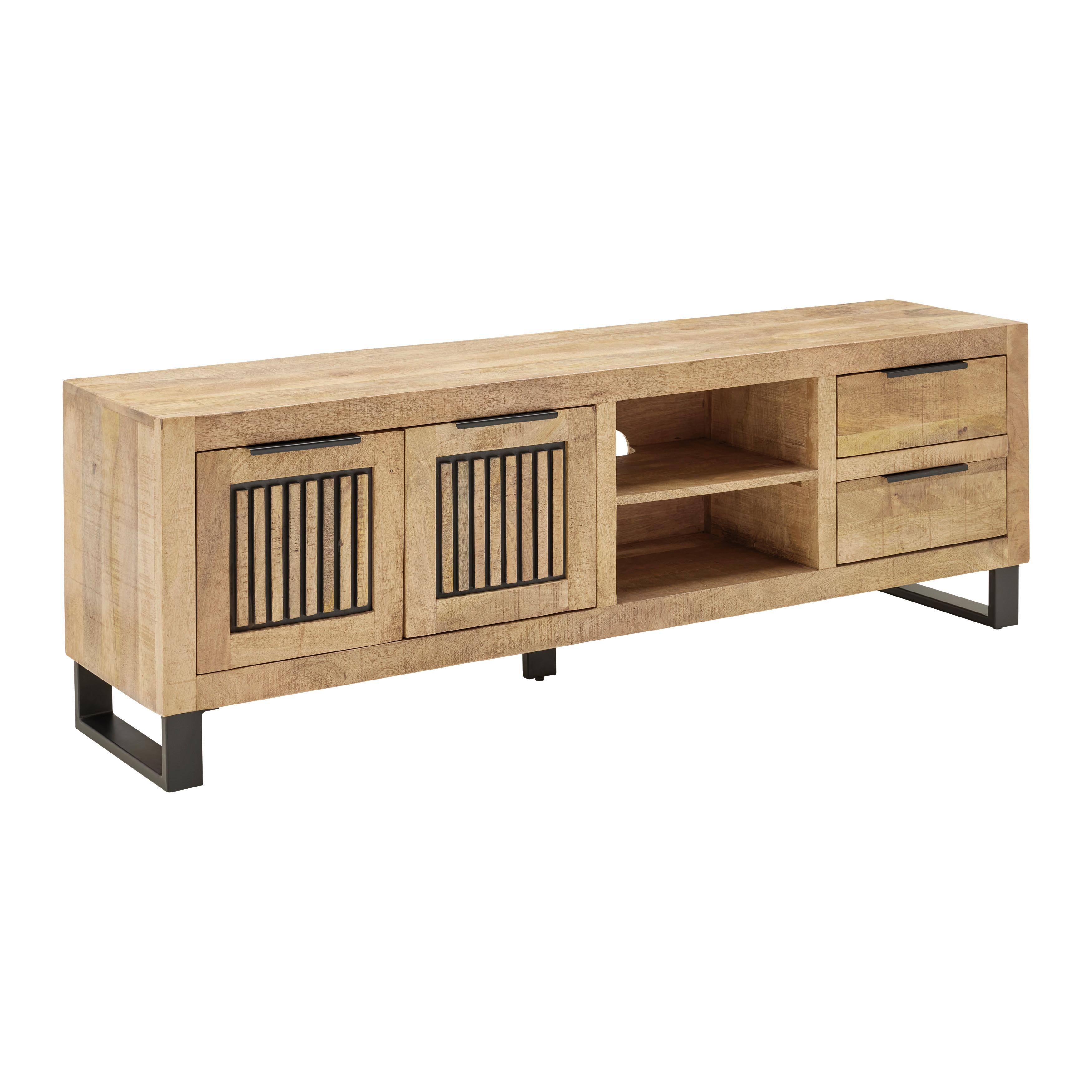 MEDIABÄNK EVEREST -TOP- - svart/naturfärgad, Natur, metall/trä (175/57/40cm) - Mömax