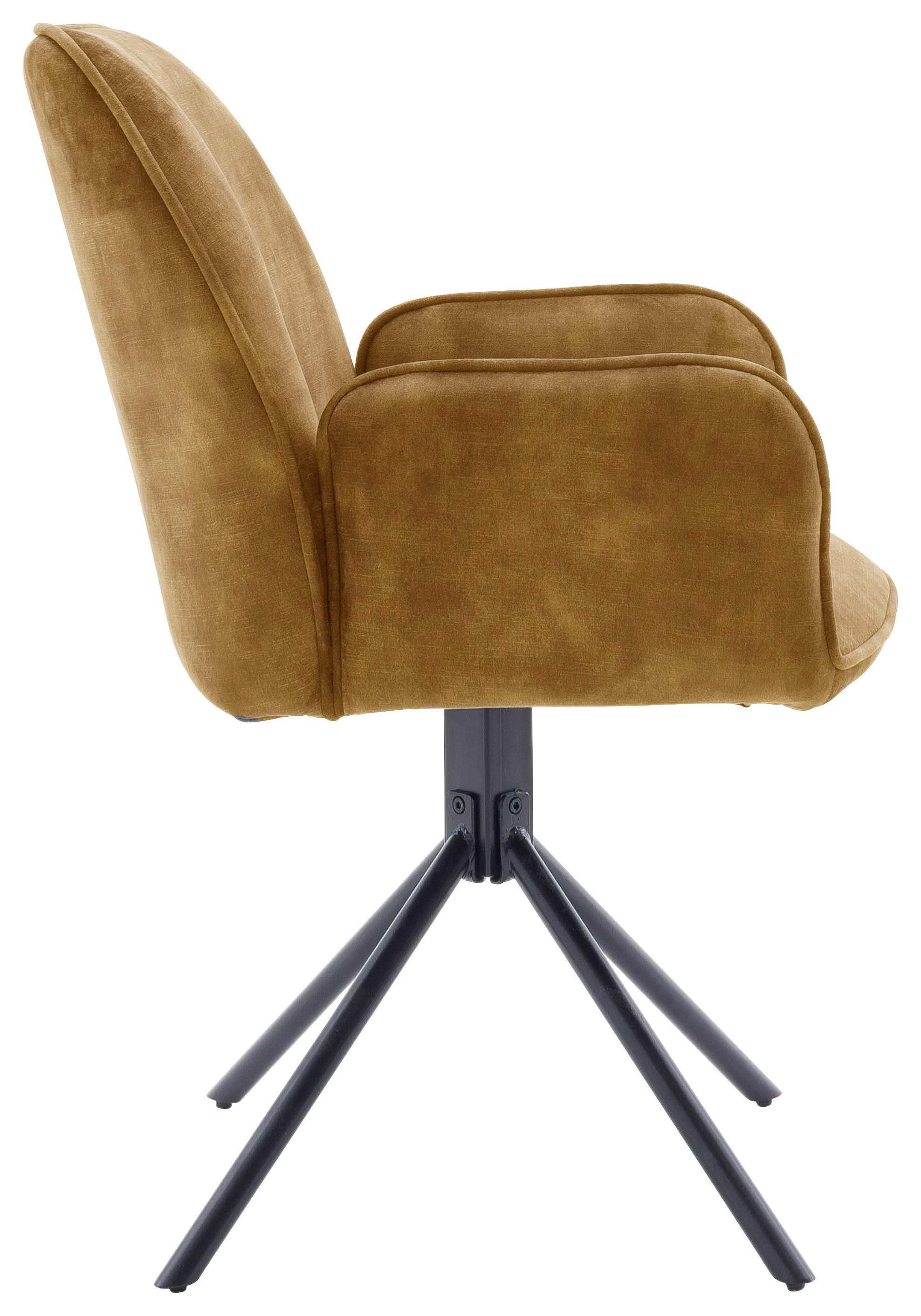 Armlehnstuhl in Currygelb/Schwarz - Currygelb/Schwarz, MODERN, Textil/Metall (60/86/62cm) - Premium Living