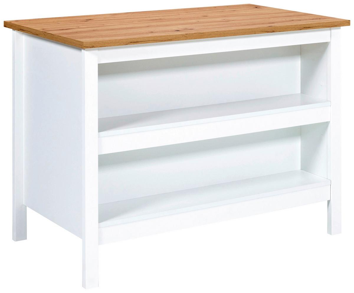 Kücheninsel Sicilia Weiß/Eiche Artisan - Silberfarben/Weiß, MODERN, Holzwerkstoff/Metall (124/91/75cm) - Mömax