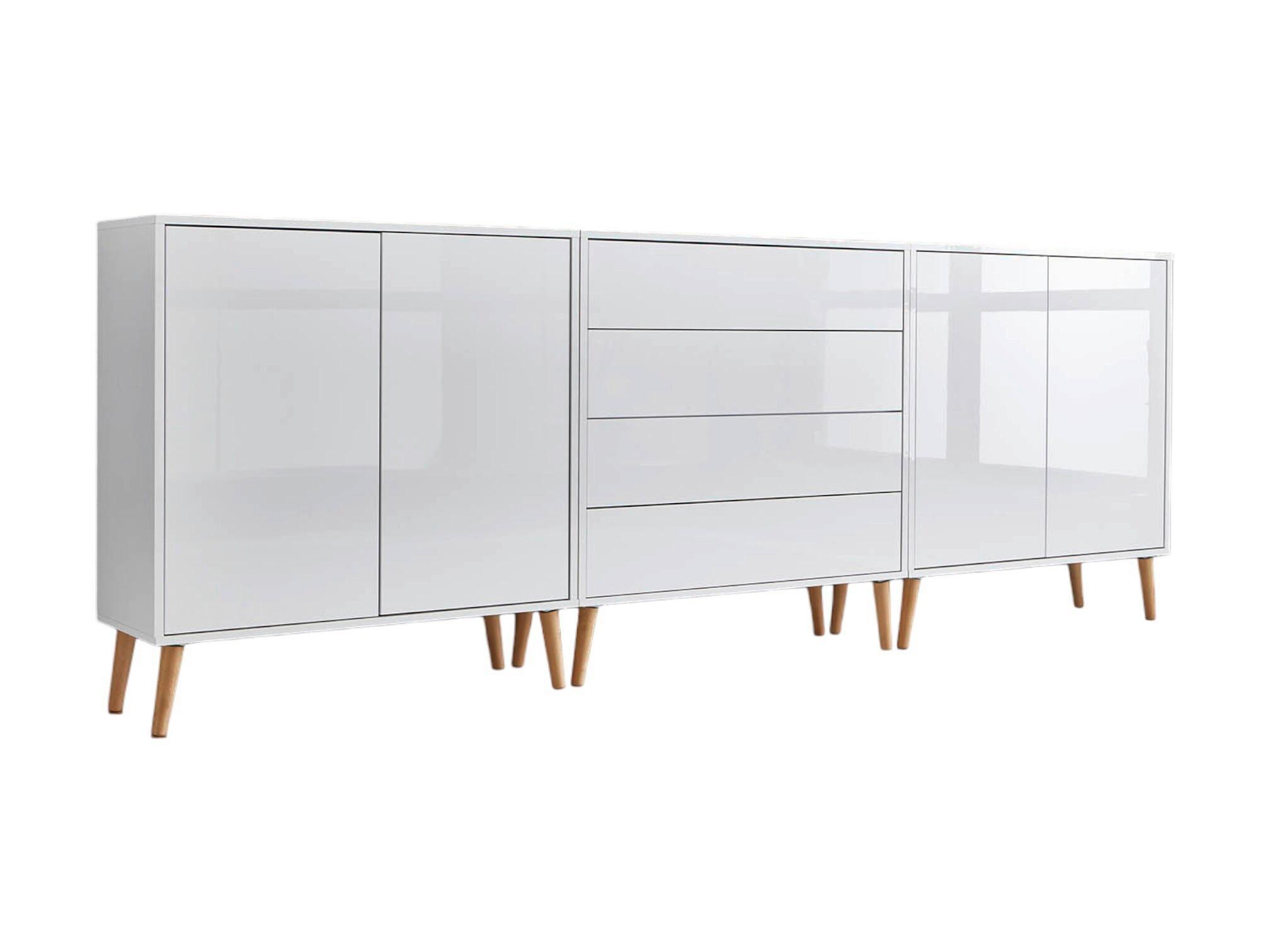 Sideboard Mailand Set 5 Weiß - Weiß Hochglanz/Weiß, MODERN, Holz/Holzwerkstoff (237/86/33cm) - MID.YOU