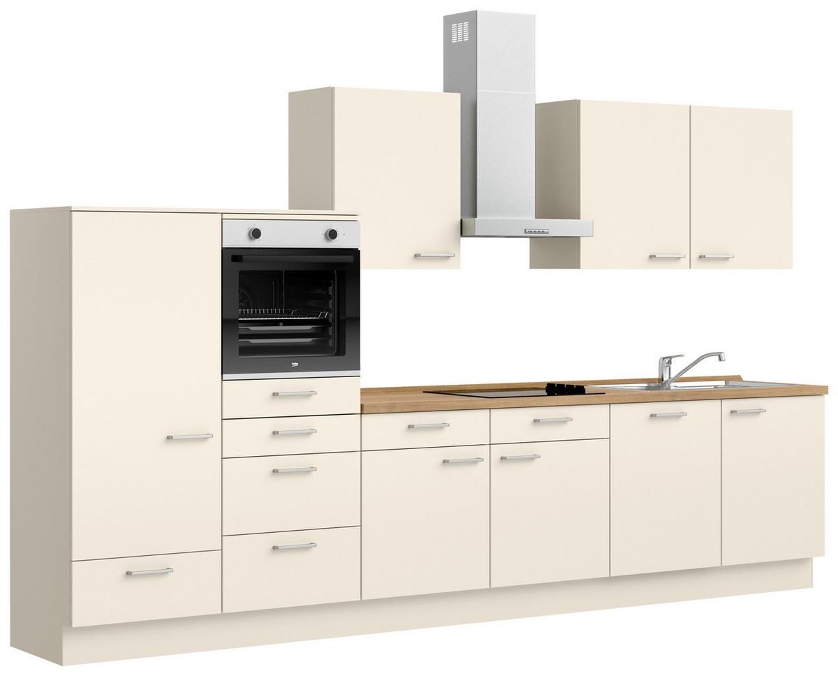 Küchenblock Touch Low m. Geräten Magnolie - Edelstahlfarben/Eichefarben, MODERN, Holzwerkstoff/Metall (360cm) - Nobilia