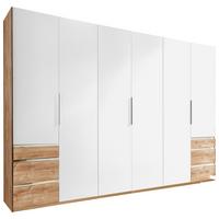 Drehtürenschrank Level 36A ca. 300x216x58 cm Weiß/Eiche - Chromfarben/Eichefarben, MODERN, Holzwerkstoff/Metall (300/216/58cm) - MID.YOU