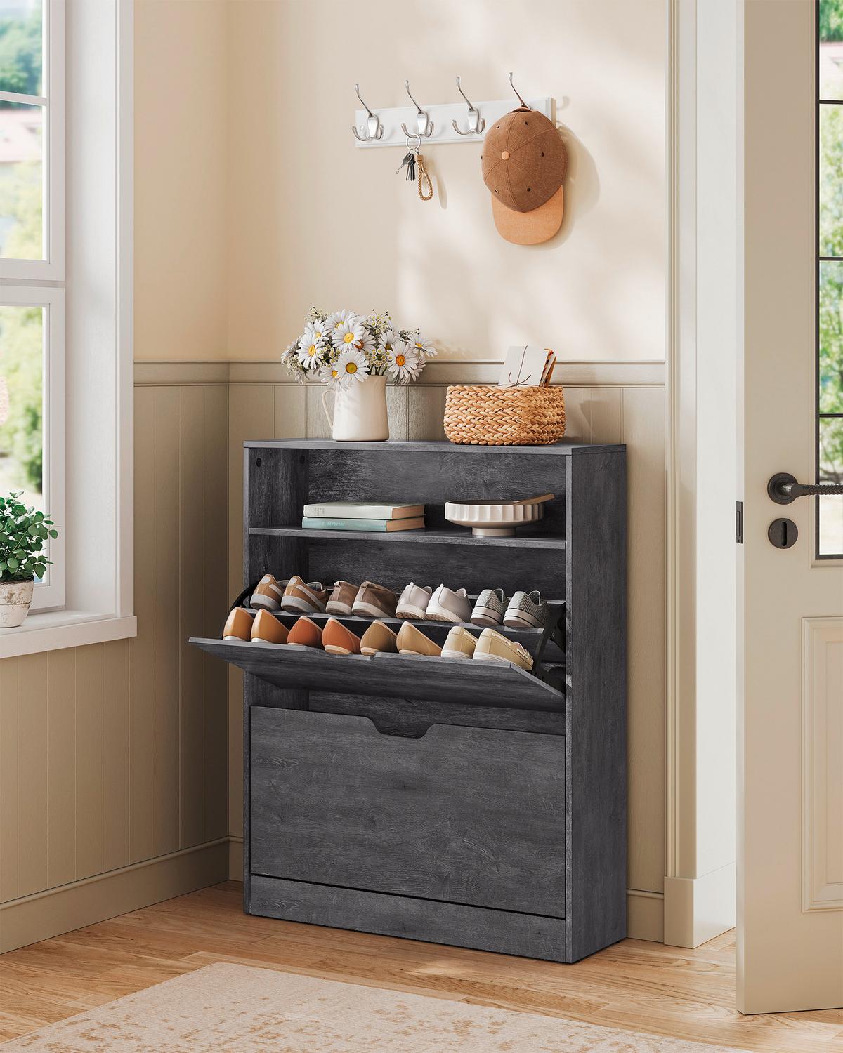 SCHUHKIPPER SHOE CABINET - Grau, MODERN, Holzwerkstoff (80/102/24cm) - MID.YOU