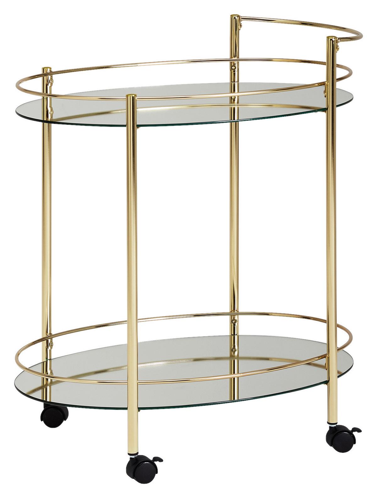 Servirni Voziček Wl6.007 - zlate barve, Design, kovina/umetna masa (46/67/79cm) - MID.YOU
