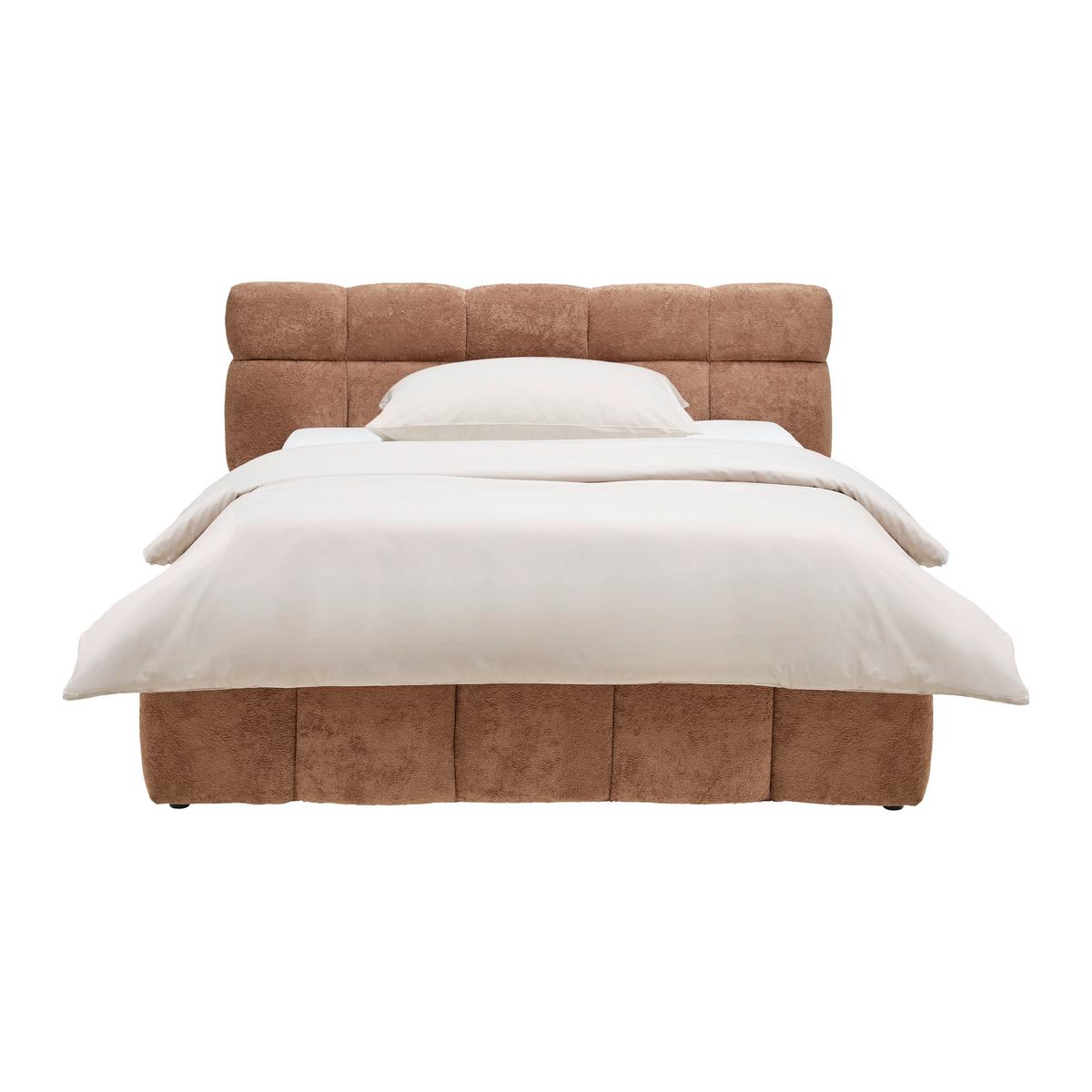 Polsterbett Monte Hellbraun ca. 120x200cm - Hellbraun/Schwarz, KONVENTIONELL, Kunststoff/Textil (120/200cm) - Based