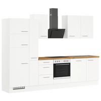 Küchenblock IBZ ohne Gertäte ca. 310 cm Weiß - Edelstahlfarben/Eichefarben, Design, Holzwerkstoff/Metall (310cm) - Impuls