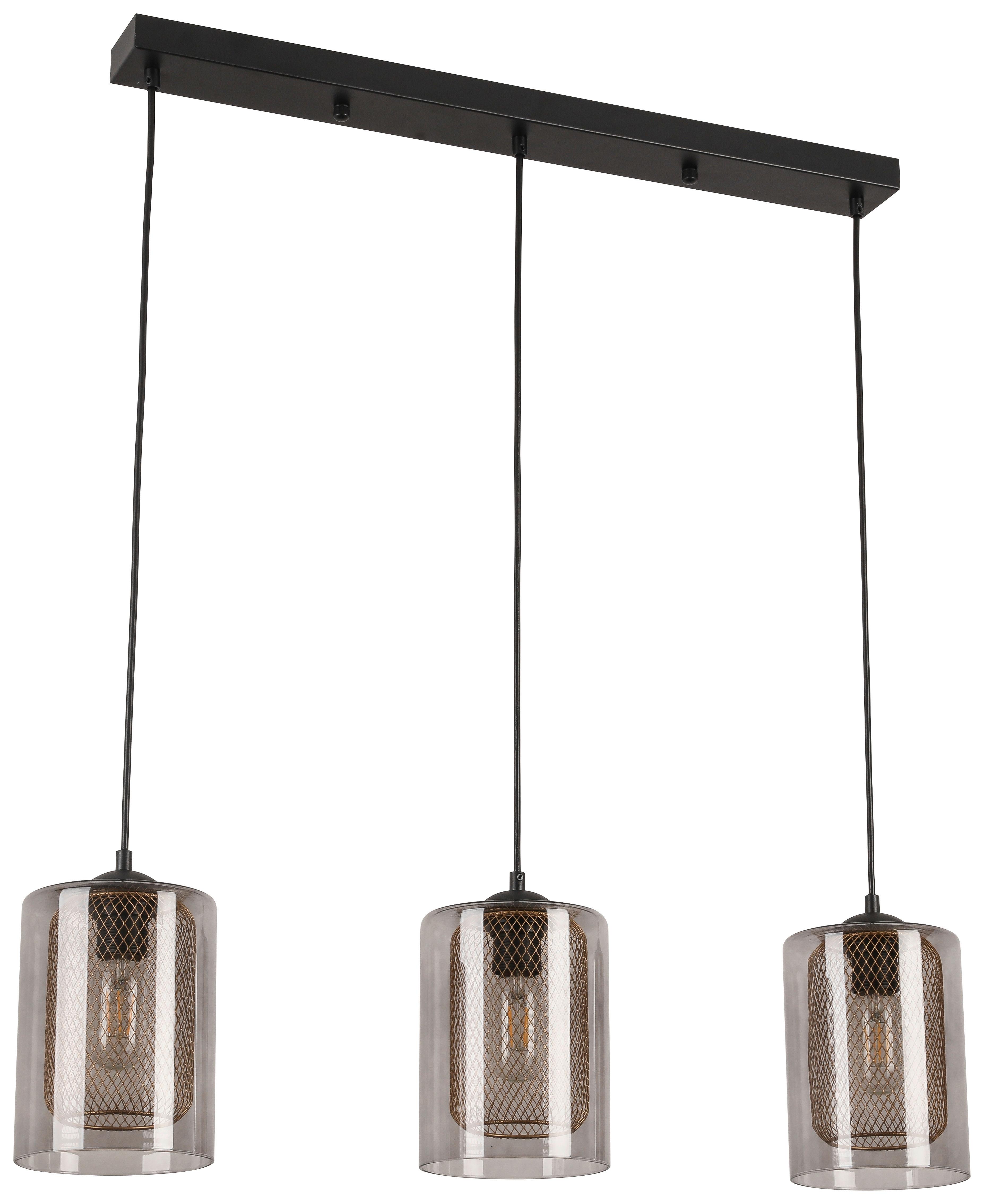 Viseča Svetilka Jirmi - zlate barve/črna, Moderno, kovina/steklo (81/15,5/120cm) - Premium Living