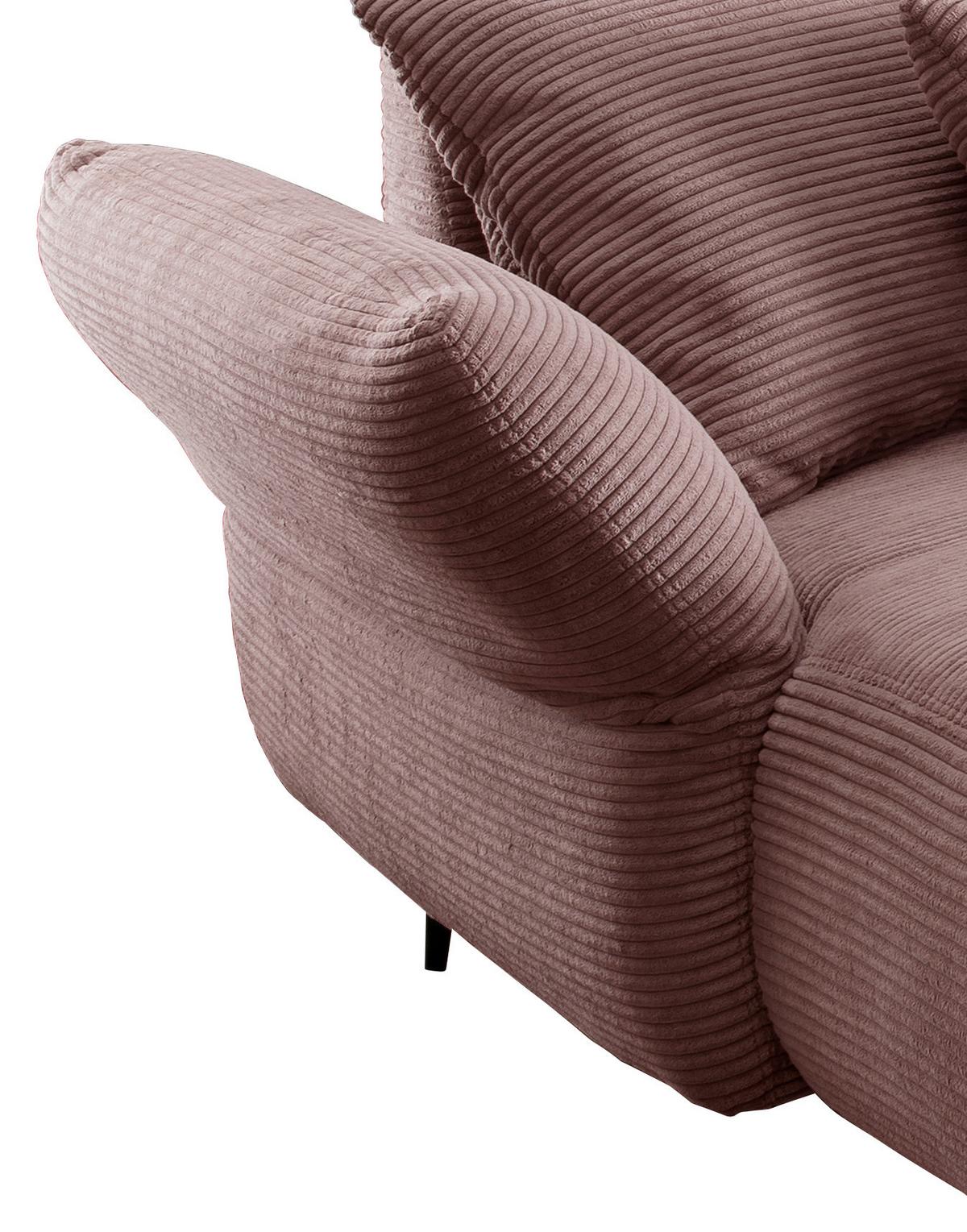 Sedežna Garnitura Vanilla, Roza - roza/črna, Design, kovina/tekstil (178/264-302cm) - Modern Living