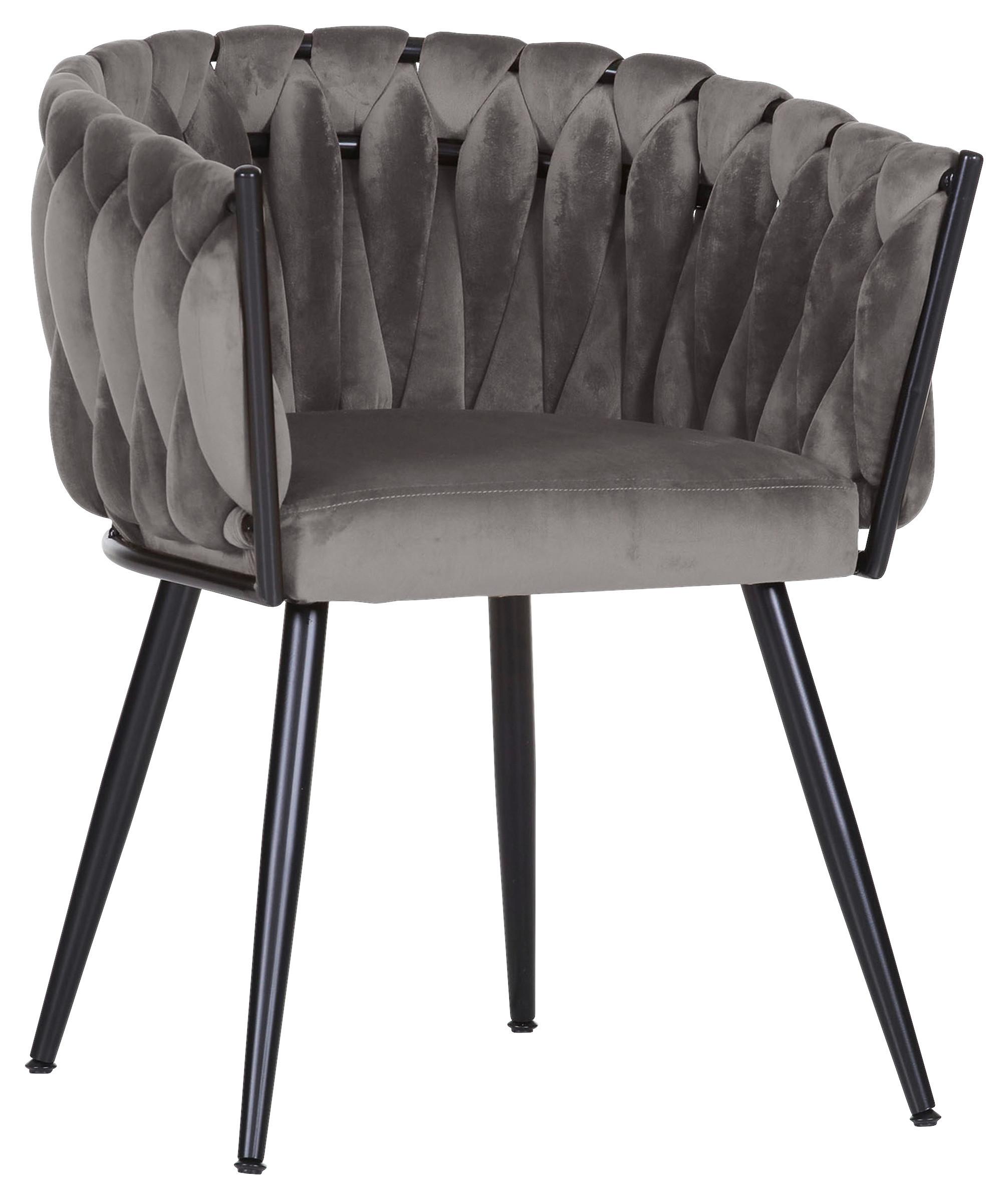 KRZESŁO Z PODŁOKIETNIKAMI WEAVY -COUTURE- - ciemnoszary/czarny, Lifestyle, metal/tkanina (60/78/55cm) - Landscape