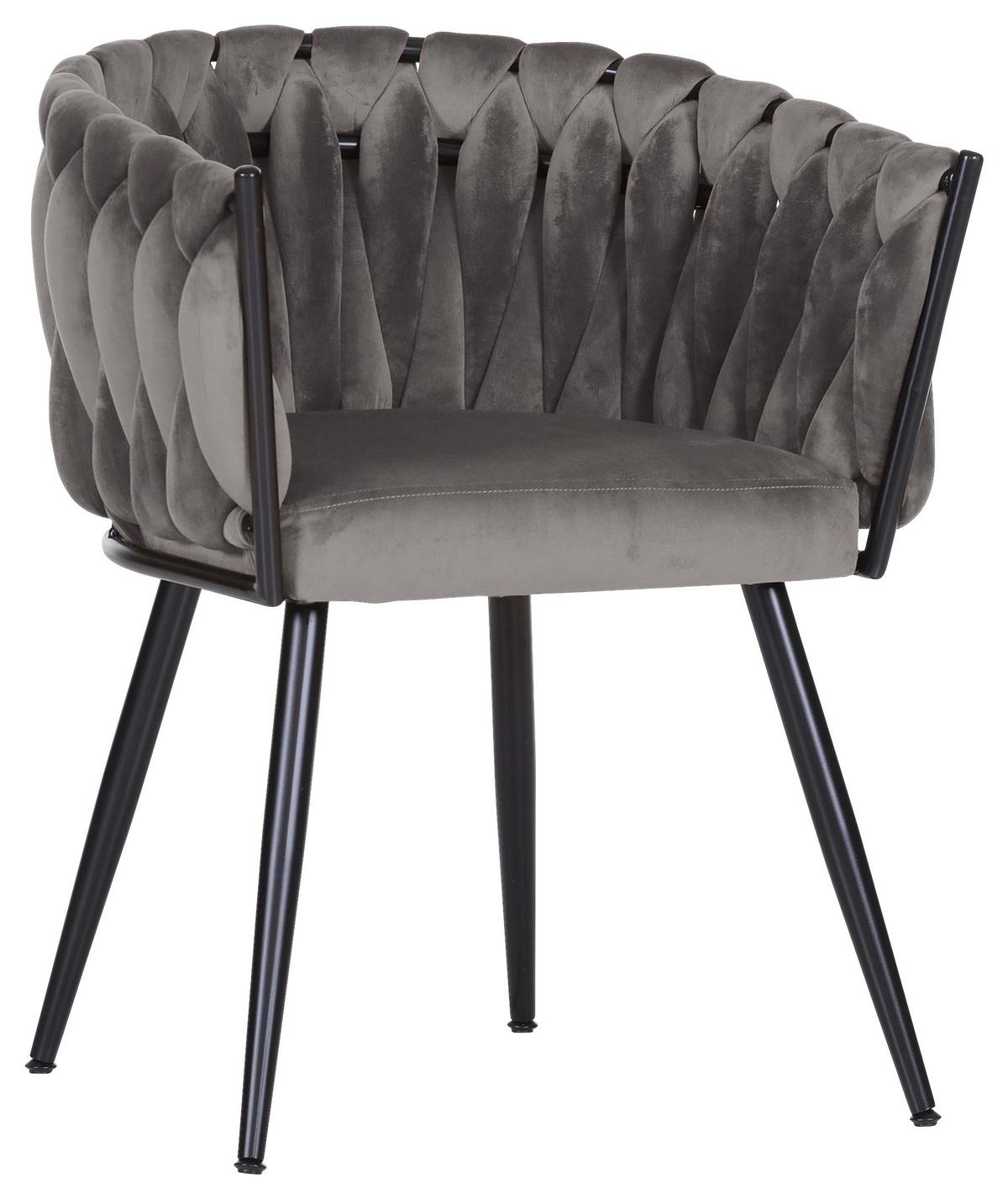 KRZESŁO Z PODŁOKIETNIKAMI WEAVY -COUTURE- - ciemnoszary/czarny, Lifestyle, metal/tkanina (60/78/55cm) - Landscape