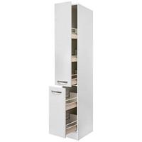 Apothekerschrank ''Alba'', Weiß - Edelstahlfarben/Weiß Hochglanz, MODERN, Holzwerkstoff/Metall (30/200/57cm) - FlexWell
