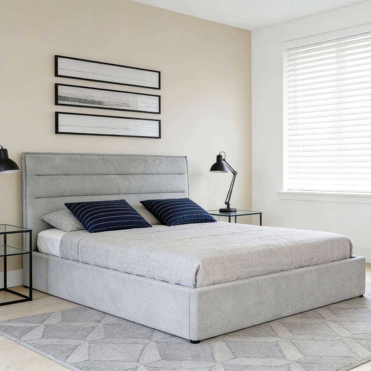 Polsterbett Sienna Hellgrau ca. 180x200cm - Hellgrau/Schwarz, LIFESTYLE, Holz/Kunststoff (180/200cm) - Based