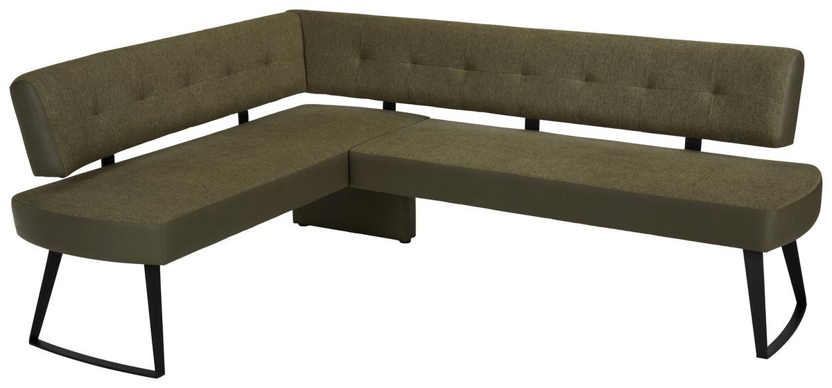 Eckbank in Grün ca. 170x220cm - Dunkelgrau/Schwarz, MODERN, Textil/Metall (170/220cm) - Premium Living