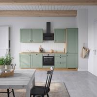 Küchenblock Cascada High m. Geräten Schilfgrün - Schilfgrün/Eichefarben, MODERN, Holzwerkstoff/Metall (300cm) - Nobilia