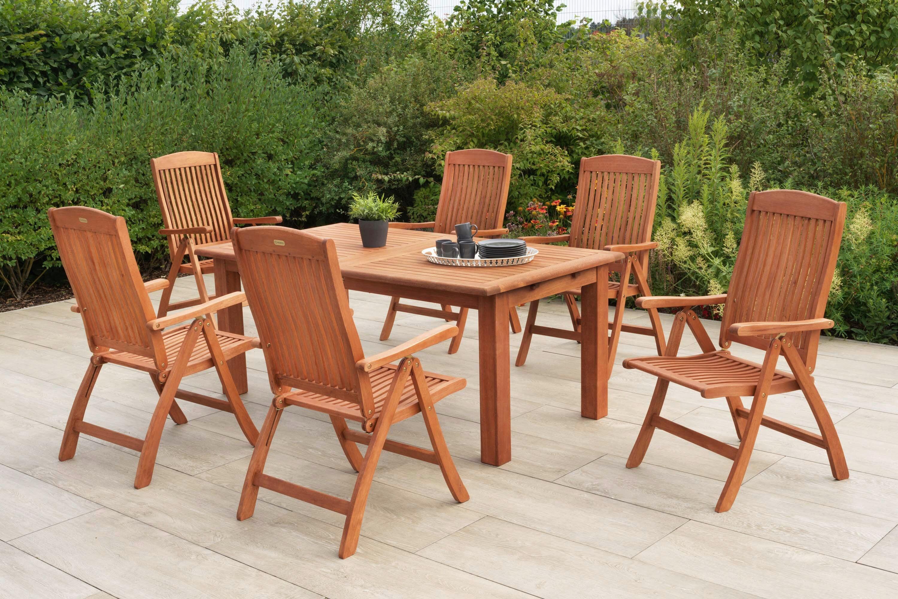 Gartentischgruppe Maracaibo 7-tlg. - Eukalyptusholzfarben, KONVENTIONELL, Holz - Gardenson