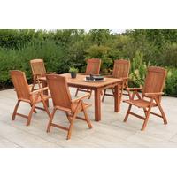 Gartentischgruppe Maracaibo 7-tlg. - Eukalyptusholzfarben, KONVENTIONELL, Holz - Gardenson